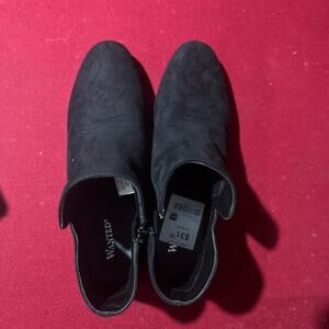 Wanted black suede ankle boots